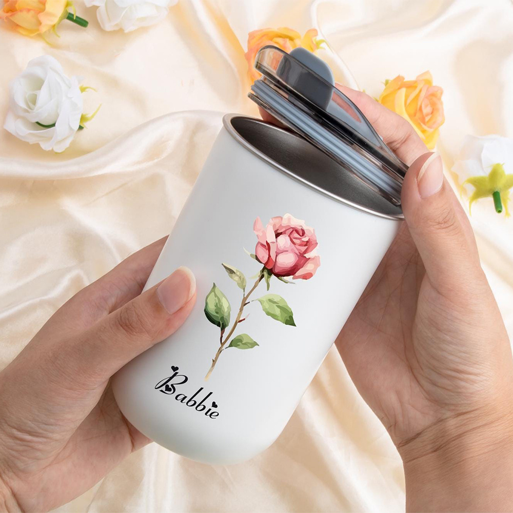 맞춤형 이름: 카네이션 꽃 스테인리스 스틸 컵, 빨대가 - Coffee Equipment Eu 리뷰 및 가격