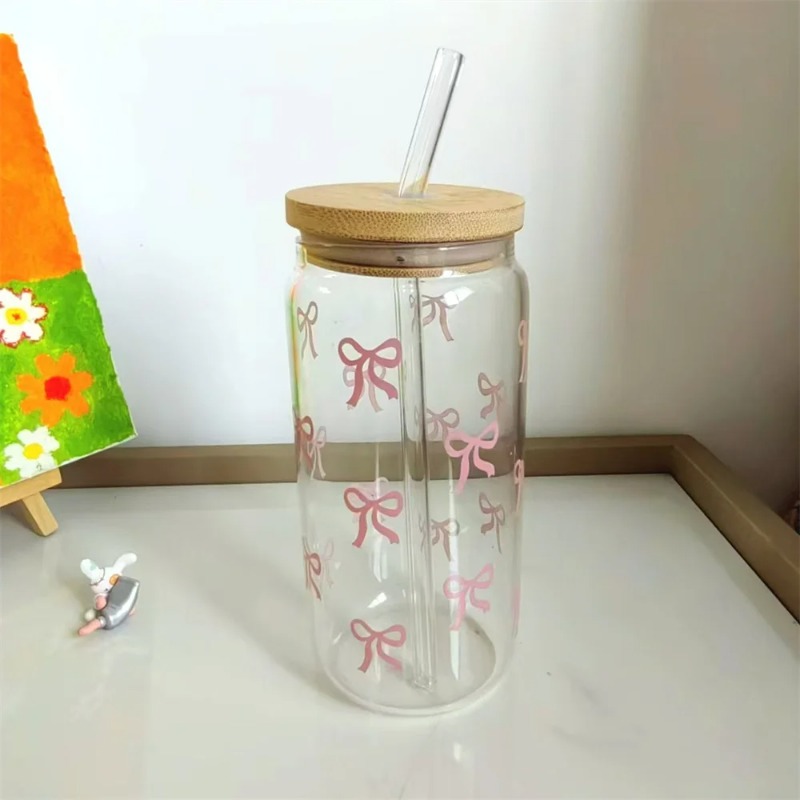 귀여운 리본 유리컵 500ml 텀블러 메이슨자 모양 병 - Bean Hopper Lid 리뷰 및 가격