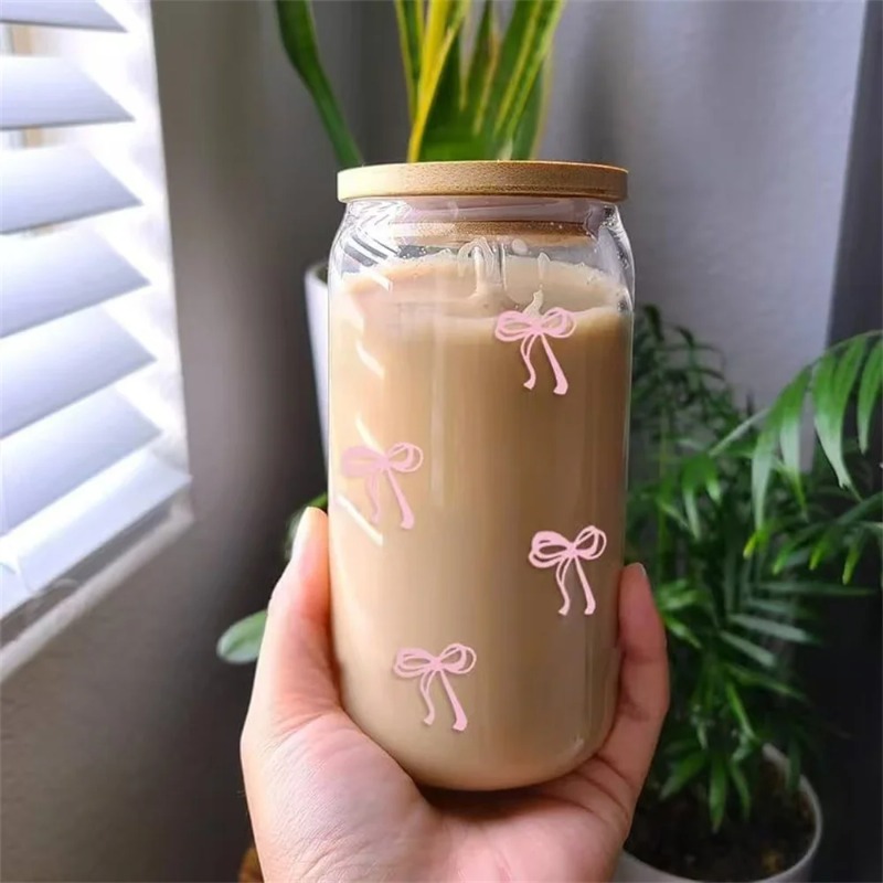 귀여운 리본 유리컵 500ml 텀블러 메이슨자 모양 병 - Bean Hopper Lid 리뷰 및 가격