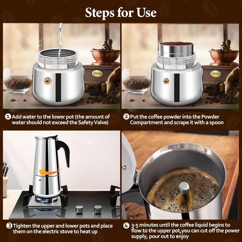 6 컵 모카 포트 스테인레스 스틸 커피 메이커 여과기  - Coffee Equipment Wholesale 리뷰 및 가격