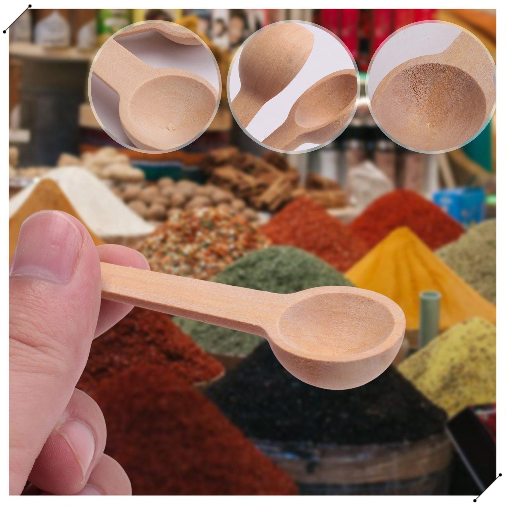 100 조각 미니 나무 숟가락 작은 나무 숟가락 조미료 - Coffee Equipment And Tools 리뷰 및 가격